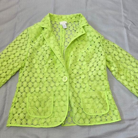 Chico's neon green bright summer blazer womens size 0 / XS - Picture 2 of 8